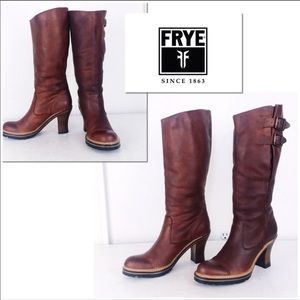 Frye Mildred Whiskey Leather Engineer Tall Boots